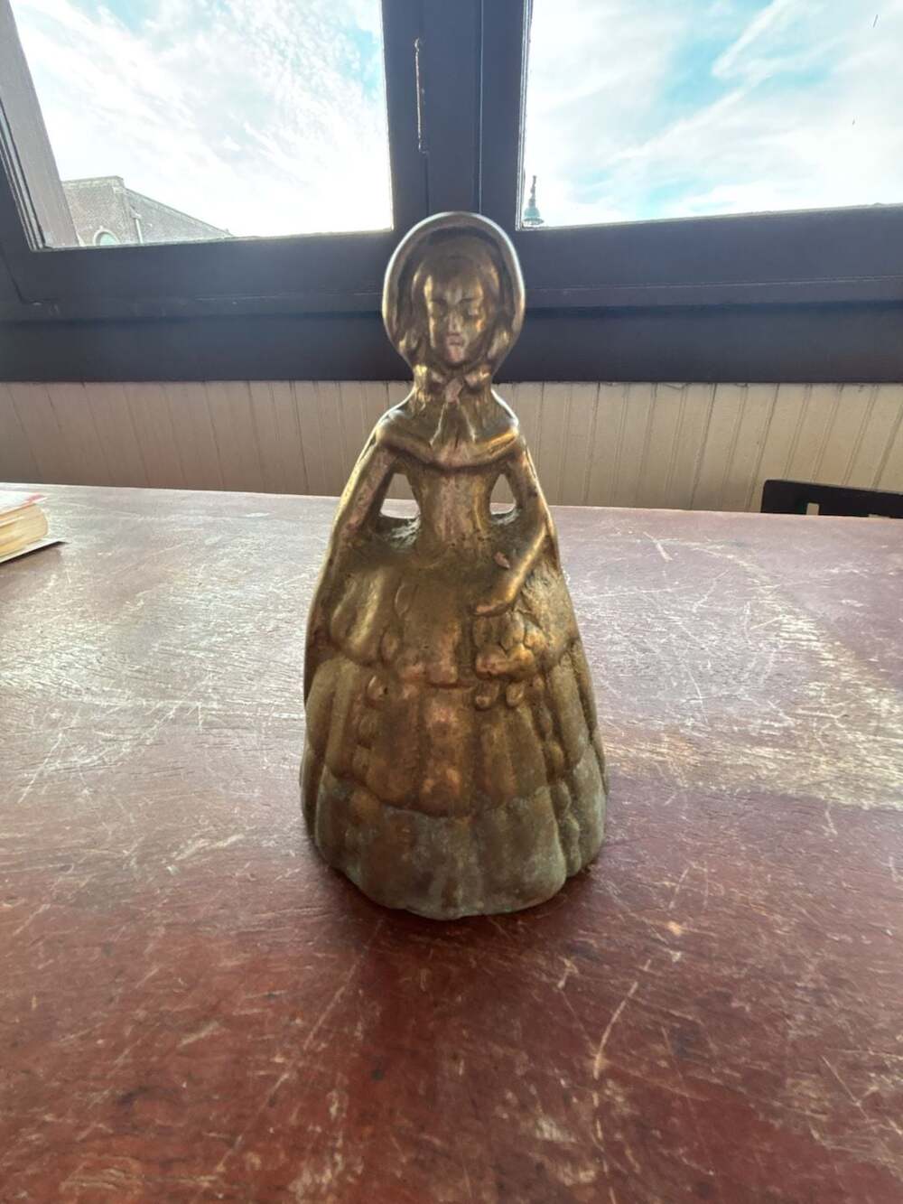 Vintage Brass Southern Belle Lady Figural Dinner Bell